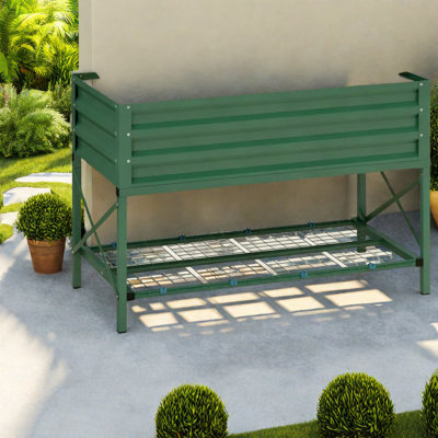 Jardinières spacieuses en acier avec rangement, lit de jardin surélevé moderne pour la maison