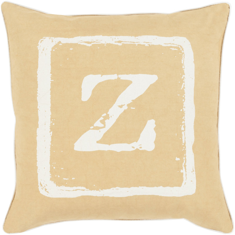 Housse de coussin en coton , 22 po x 22 po, Blé / ivoire