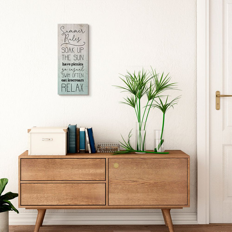«Summer Rules Beach Word Design», impression sur toile, Toile tendue, H 24 po x l 10 po x P 1,5 po