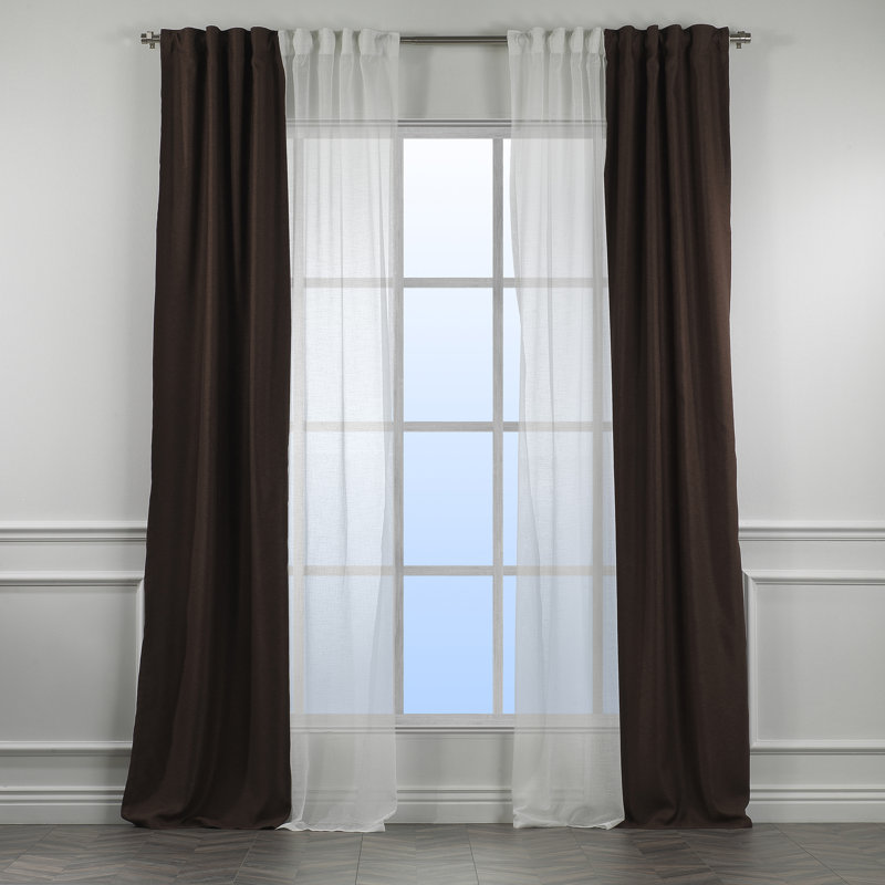 Rideau de fenêtre décoratif chaque panneau, L 27 po x L 95 po, Brun / blanc