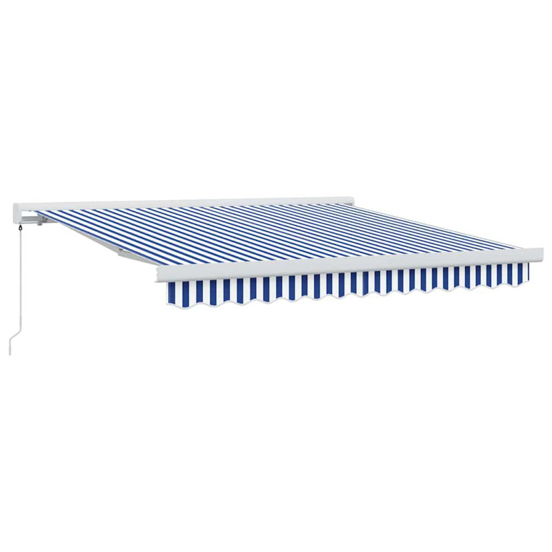 Ivy Bronx Fabric Cover Retractable Patio Awning, 300cm H x 250cm W, Blue;White Striped