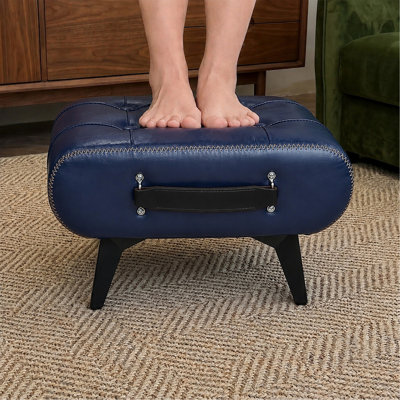 High Quality Leather Stool, Equipped With Portable Handles And Metal Legs; Modern Minimalist Square Footstool/Footrest With Hidden Storage Space, Available In Multiple Colors, Suitable For Living Room