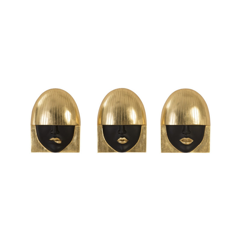 Fashion Faces Wall Décor, Gold Leaf/Black