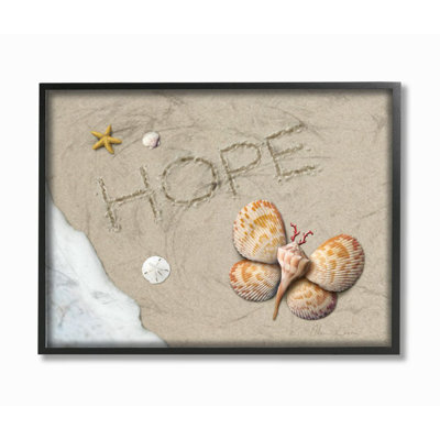 " Hope Written In Sand With Starfish Sand Dollar And Seashell Butterfly " by Alan Giana & Company