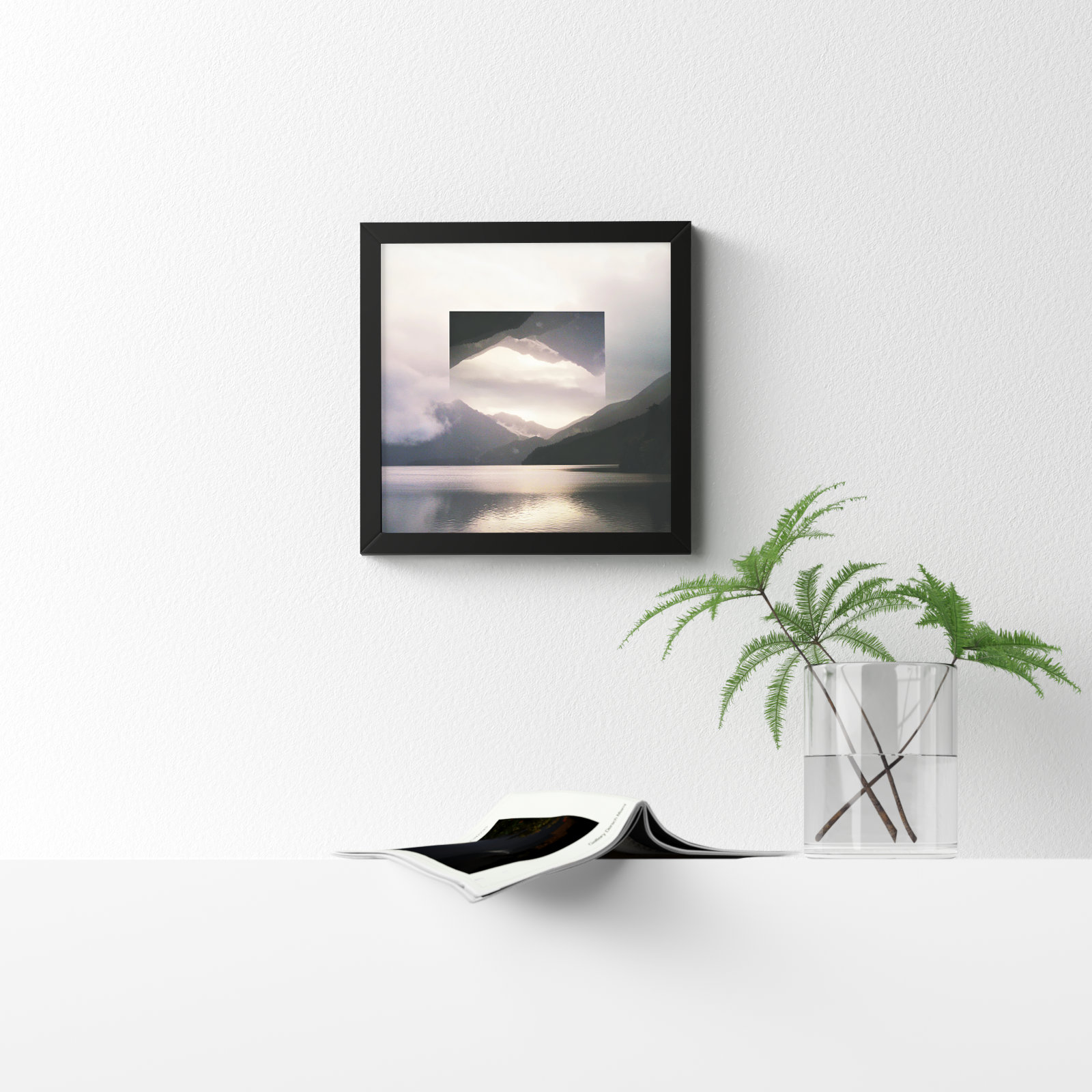 Reflected Landscape by Laura Marshall, Black, 25" H x 25" W x 1" D