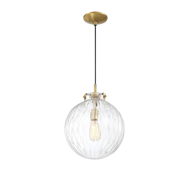 Mini-luminaire suspendu 1 lumière Meridian en laiton naturel, Laiton naturel