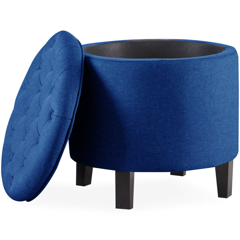 Kallenbach Upholstered Ottoman, Black, Blue