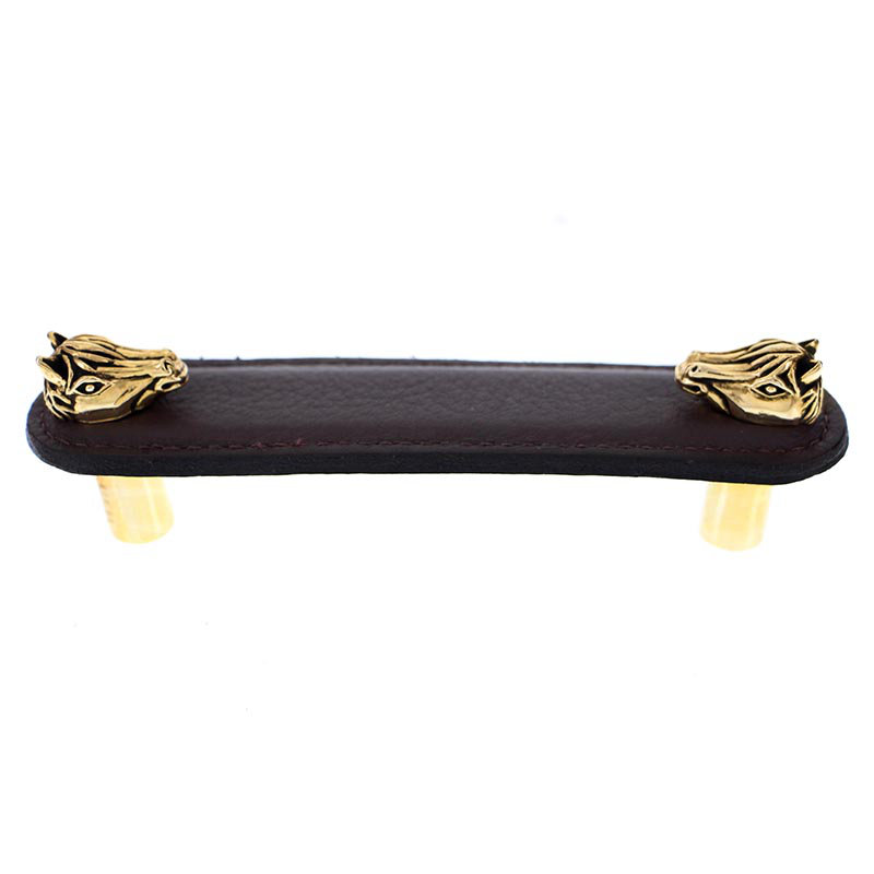 Equestre 3" Center to Center Bar Pull, 3'', Antique Gold/Brown
