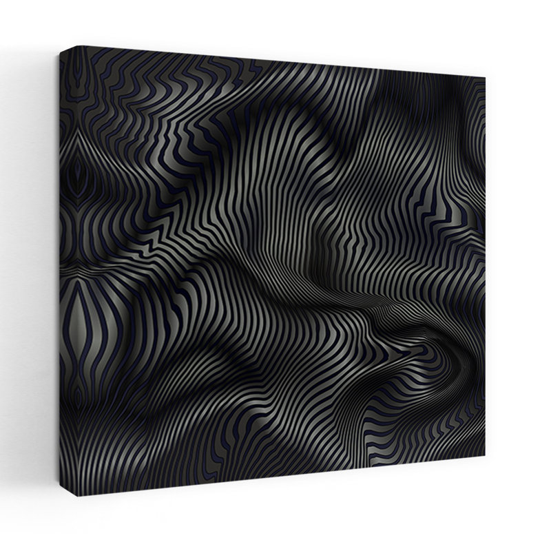 Art contemporain, art moderne minimaliste abstrait, Noir, H 18 po x l 18 po