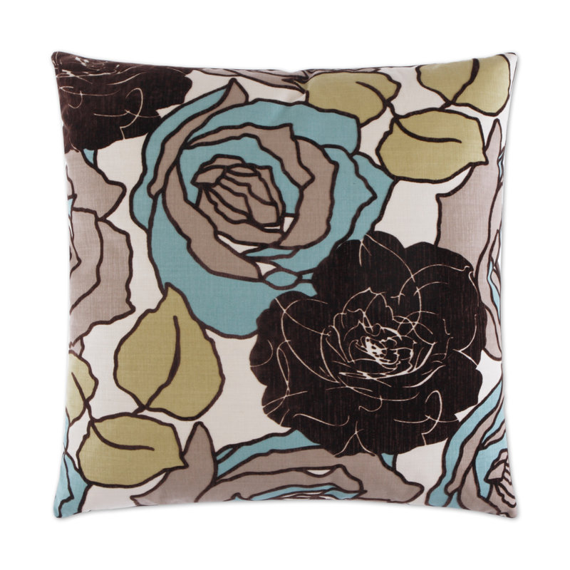 Secret Garden Floral Throw Pillow, Celadon, 22"H x 22"W