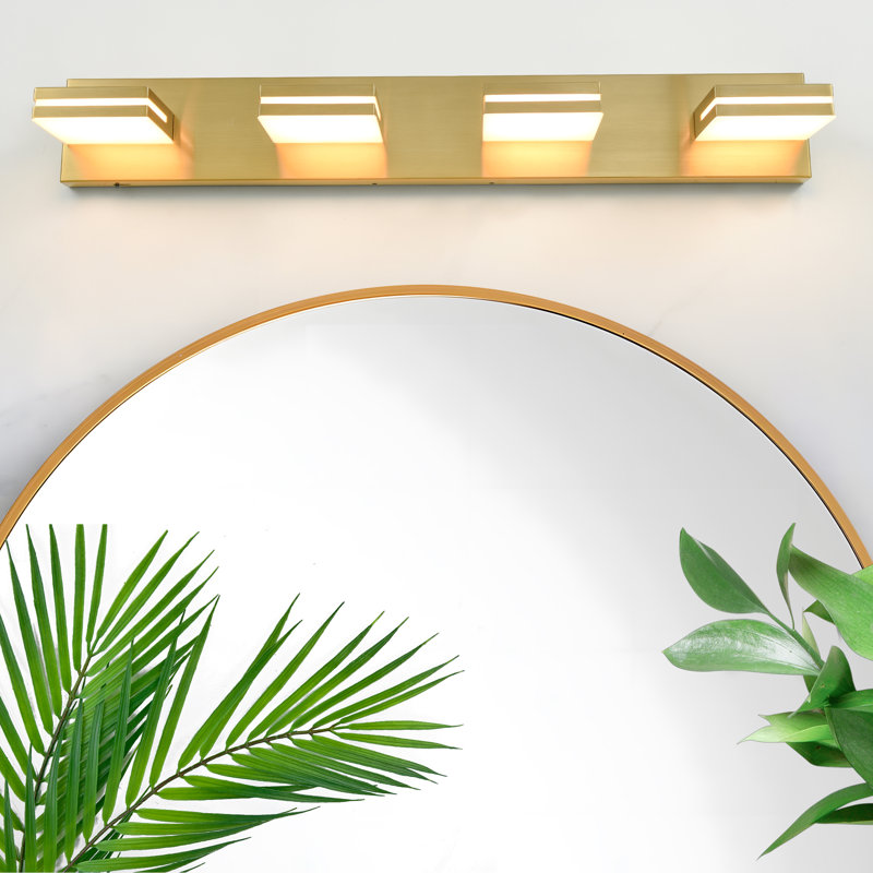 Modern Dimmable LED Vanity Lights for Mirror 3 CCT Adjustable LED Vanity Light, 4 Lights, Brushed Gold