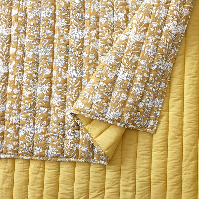 Ensemble de courtepointe en voile de coton 3 pièces, Courtepointe grand + 2 taies décoratives standard