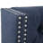 Queen Size Upholstered Headboard With Transitional Button Tufting, Double Nailhead Trim, Navy, Adjustable Black Metal Legs, Wood Frame For Queen, Decor, Navy , Tool Included