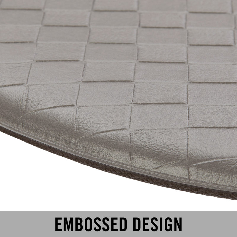 Gray 48" PVC Basketweave Anti-Fatigue Kitchen Mat