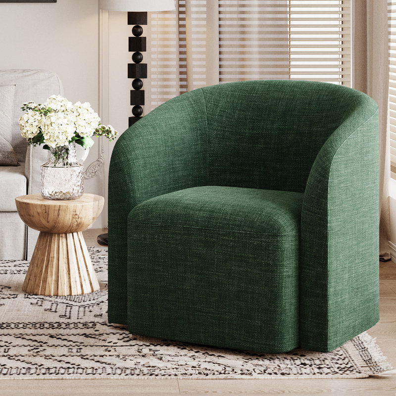 Fauteuil demi-tonneau pivotant l 29 po, Tissu vert