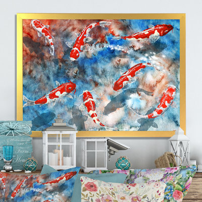«Chinoiserie Koi Carps II», reproduction sur toile flottante