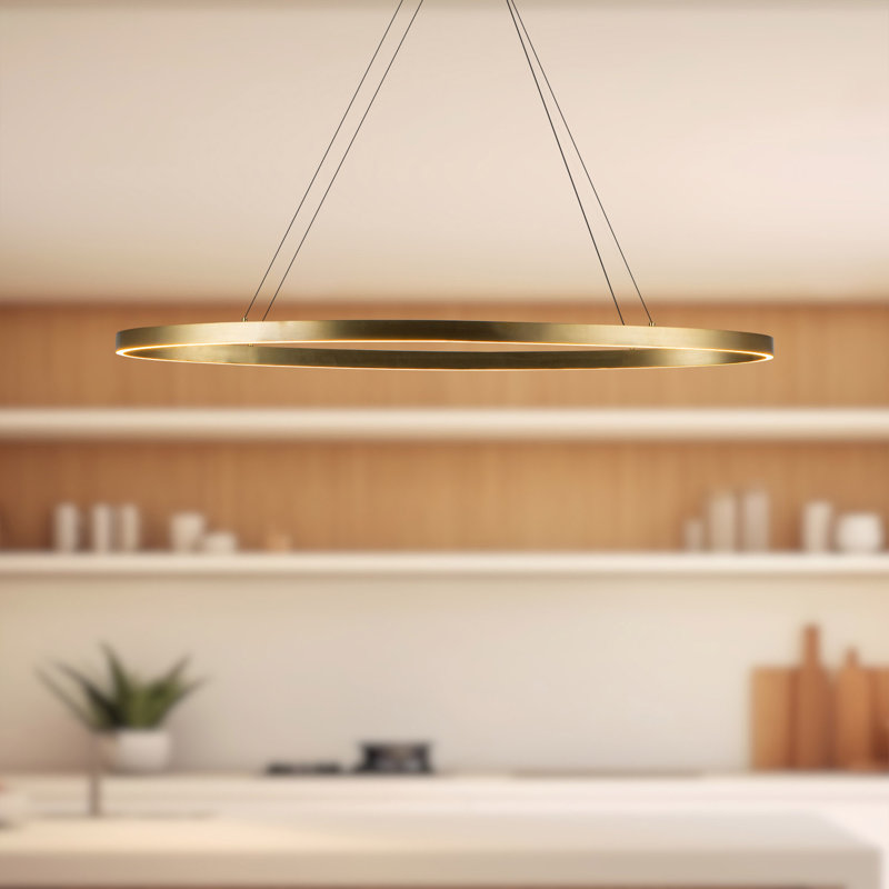 Ovale 1 - Light LED Pendant, Brushed Gold,  1.5" H x 39.375" W x 15.75" D
