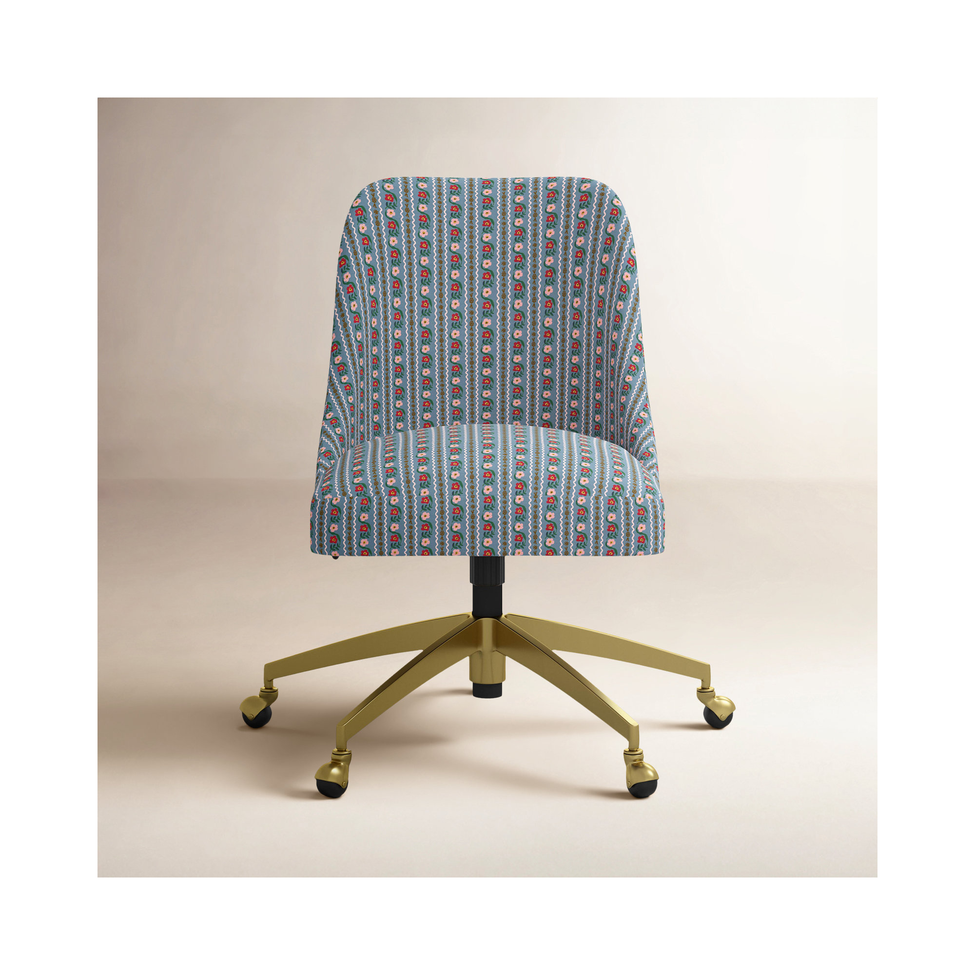 Oxford Desk Chair, Delphine Slate, Brushed Gold