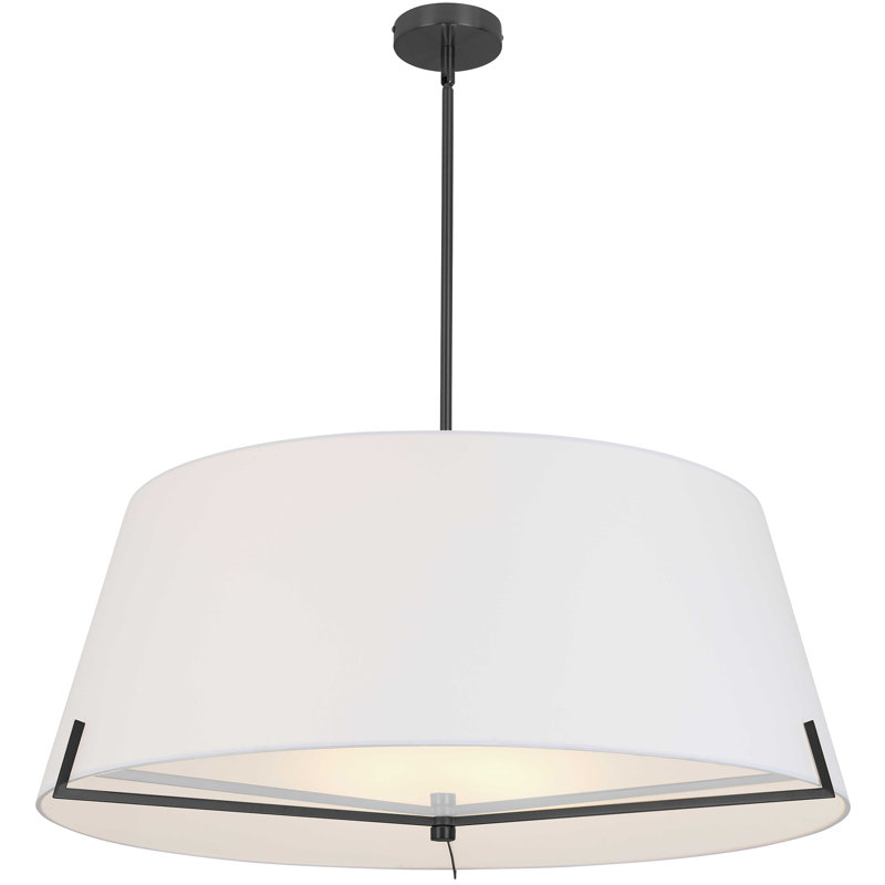 Luminaire suspendu 4 lumières Krisna, Blanc, Noir mat, H 12,5 po x l 33 po x P 33 po