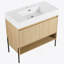 Ensemble de meuble-lavabo 36 po avec lavabo simple en résine, ensemble d'armoires de rangement modernes 2 portes, bois massif multicouche, chêne