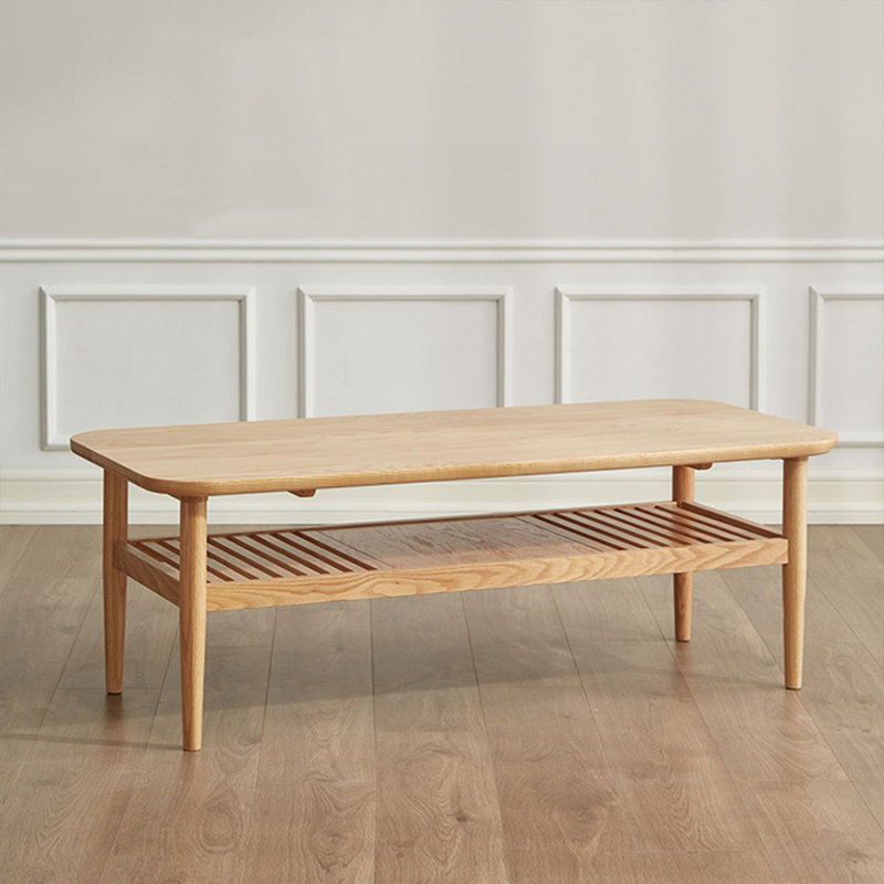 Burlywood Solid Wood Rectangular Coffee Table, 16.54" H x 39.37" L x 19.69" W, Burlywood