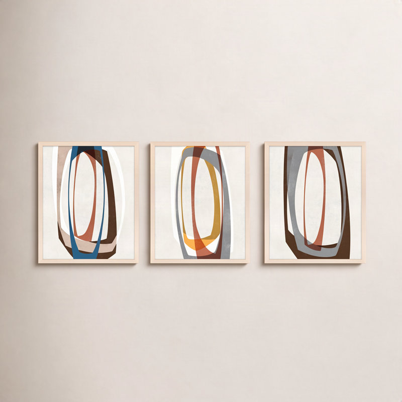 Orbit 3-5 par Jacques Pilon - Ensemble de 3 cadres photo, H 20 po x l 16 po, Érable encadré