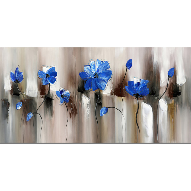 Fleur bleue moderne, impression sur toile tendue