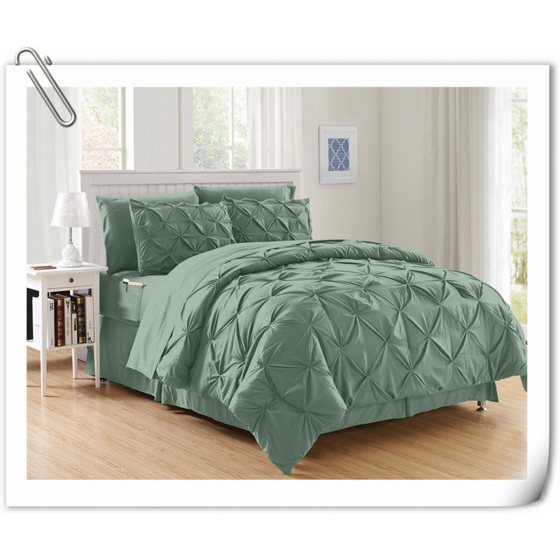 Ensemble de courtepointe en microfibre / polyester Quilts, Courtepointe grand + 7 pièces supplémentaires, Vert