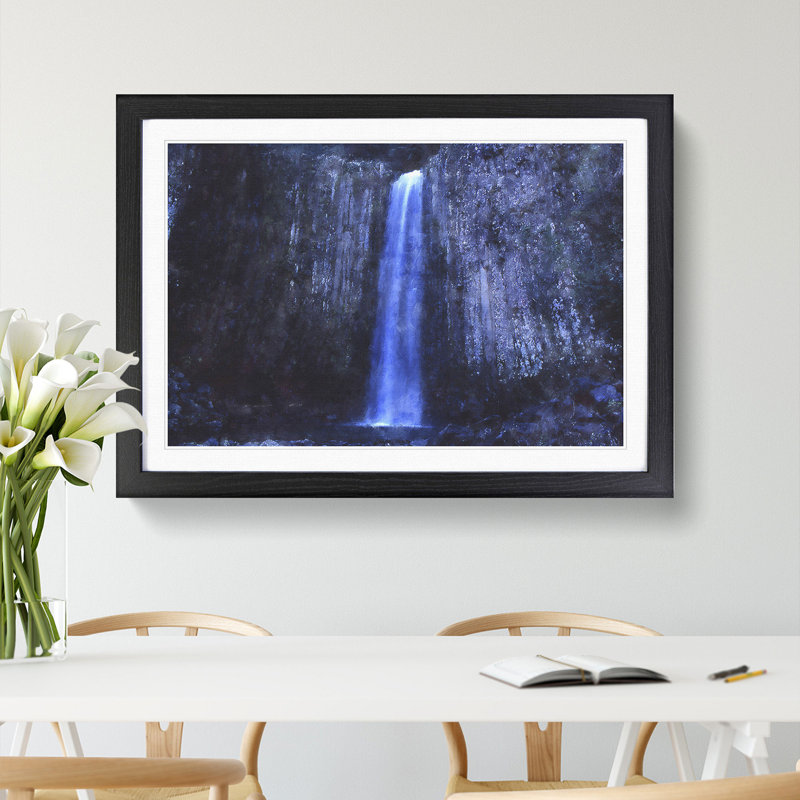 Waterfall at Dusk - Picture Frame Graphic Art, 48cm H x 65cm W x 2cm D, Black