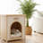 Solid Pet House For Small Cats, Functioning As Side Table, Cream White, American Design Yellow, Scandinavian Casual