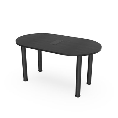 Racetrack Conference Table with Power and Data w Silver Post Legs