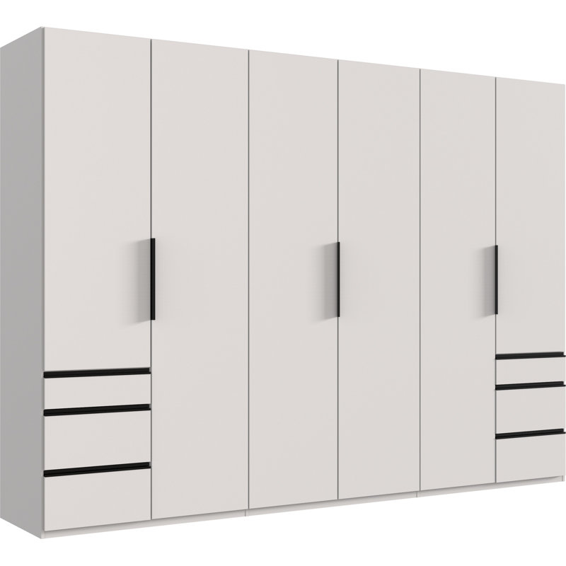Guardino 6 Door Wardrobe, White, 216cm H x 300cm W x 58cm D