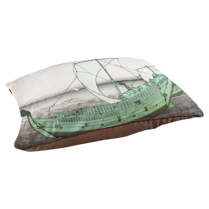 Coussin pour chien kazusa sea route Burkart, Moyen (l 42,5 po x P 32,5 po x H 4 po), Gris / Vert