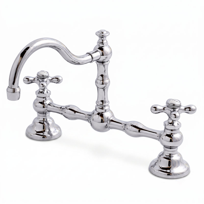 Robinet de salle de bain à 2 poignées avec drain P1005, Chrome