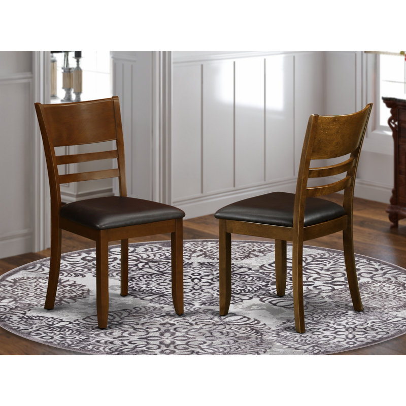 Lynfield Dining Chairs - Faux Leather Upholstered Wooden Chairs, Set of 2, Espresso, Espresso, Faux Leather
