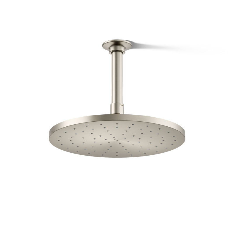 Pomme de douche fixe contemporaine avec jet à induction Katalyst, Nickel poli vibrant