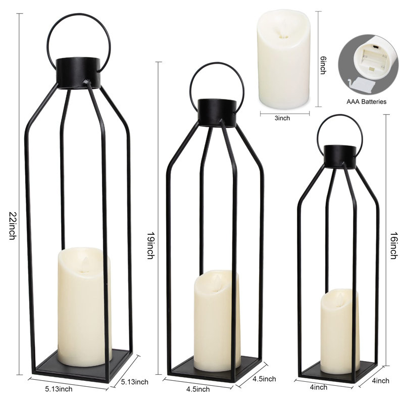 Kainoah 22'' H Metal Lantern with Candle Included