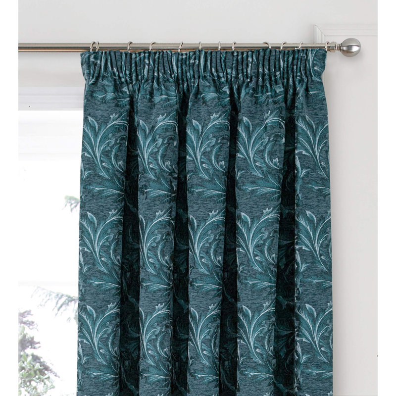 Kaia Room Darkening CURTAINS Pair, 114 W x 137 D cm, Teal