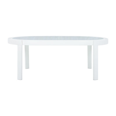 Modern Outdoor Oval Coffee Table with Tempered Glass Top
