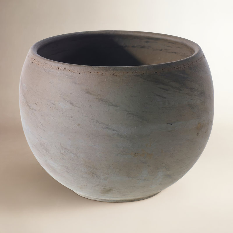 Handmade Ceramic Pot Planter, 4" H x 5.5" W x 5.5" D, Gray
