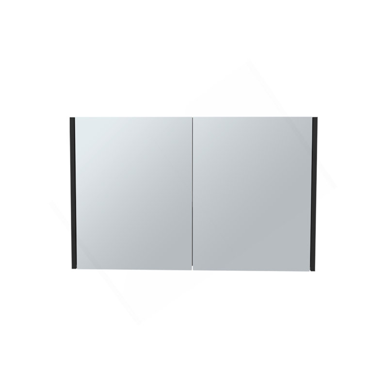 Armoire à pharmacie à double porte avec miroir, trois tablettes intérieures pour la salle de bain, cuisine noire, Noir