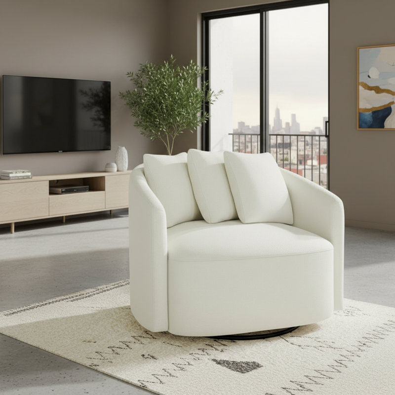 Fauteuil Drew en velours de couleur crème: élégant et de haute qualité.