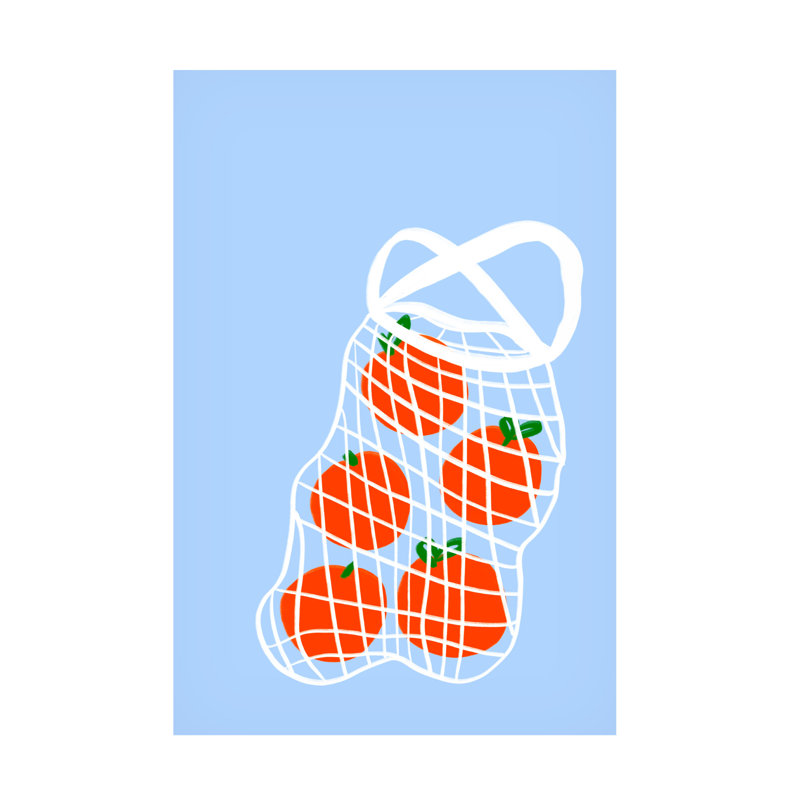 Oranges sur toile, H 19 po x l 12 po x P 2 po