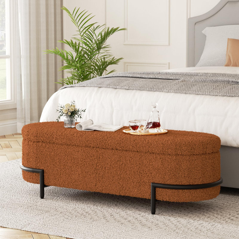 Kendelyn Upholstered Storage Bench, Brown, 17.7" H x 52.4" W x 16.5" D