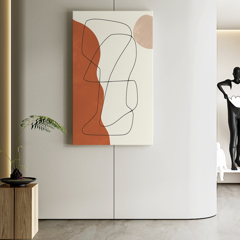 1 Piece Framed Wrapped Canvas Wall Art Abstract Line On Canvas Print, 43" H x 28" W