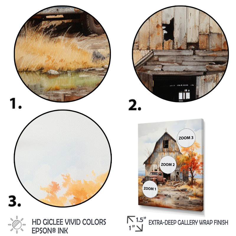 Aswini Barns Rustic Charm IX - Art mural de grange pour le salon, H 32 po x l 16 po x P 1 po, Cadre simple blanc