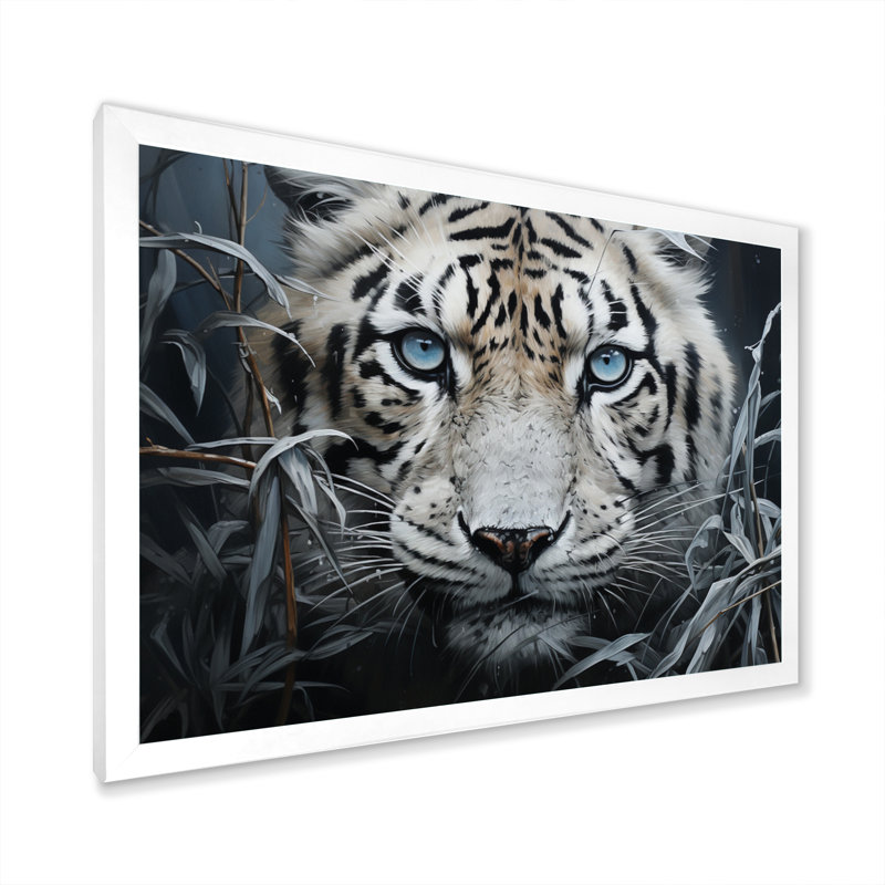 «Tiger Mysterious Watcher II» - Impression, H 24 po x l 32 po x P 1 po, Cadre photo blanc