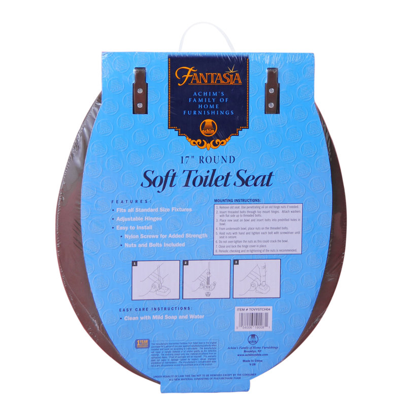 Chocolate 17 Inch Soft Vinyl Toilet Seat with Foam Cushion