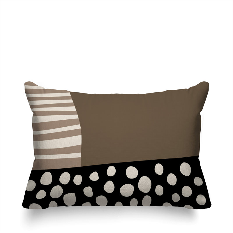 Oreiller rectangulaire réversible intérieur / extérieur Ekon, Beige / noir / blanc cassé, H 14 po x l 20 po