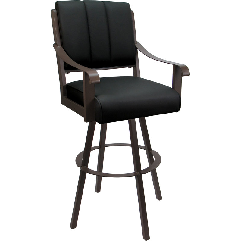Tabouret de bar pivotant en cuir avec siège en métal 26 po, Brown, Noir, noir, noir, noir, Counter Stool (26" Seat Height)